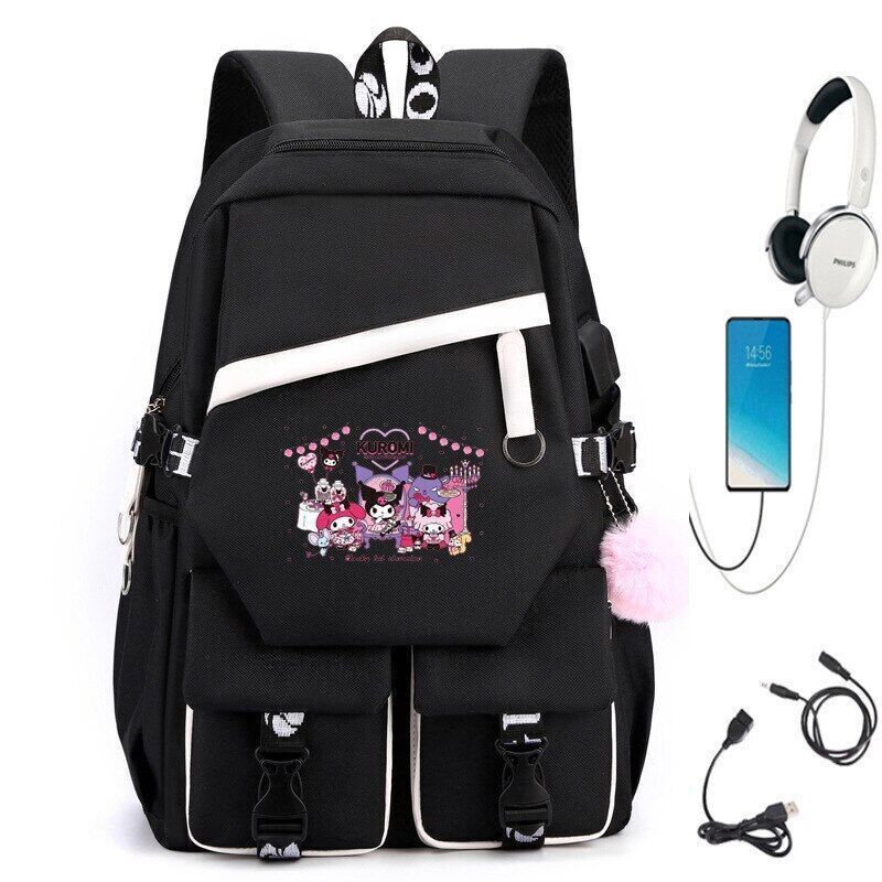 Kuromi Fashion Backpack Shoulder Bags School Students Bags Cinnamoroll Backpacks