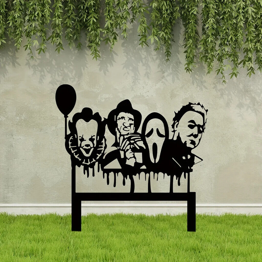 1pc Joker Clown Garden Stake, Ghost Metal Insert Silhouette Plaque Statue