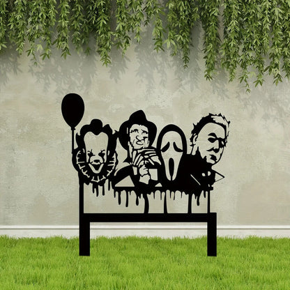 1pc Joker Clown Garden Stake, Ghost Metal Insert Silhouette Plaque Statue