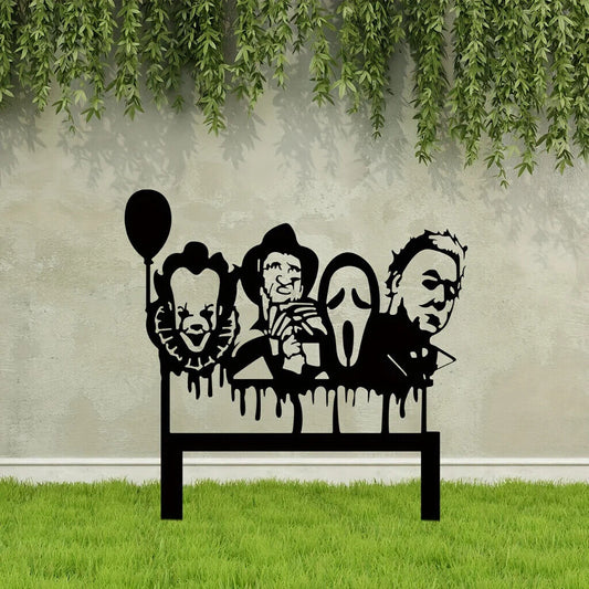 1pc Joker Clown Garden Stake, Ghost Metal Insert Silhouette Plaque Statue