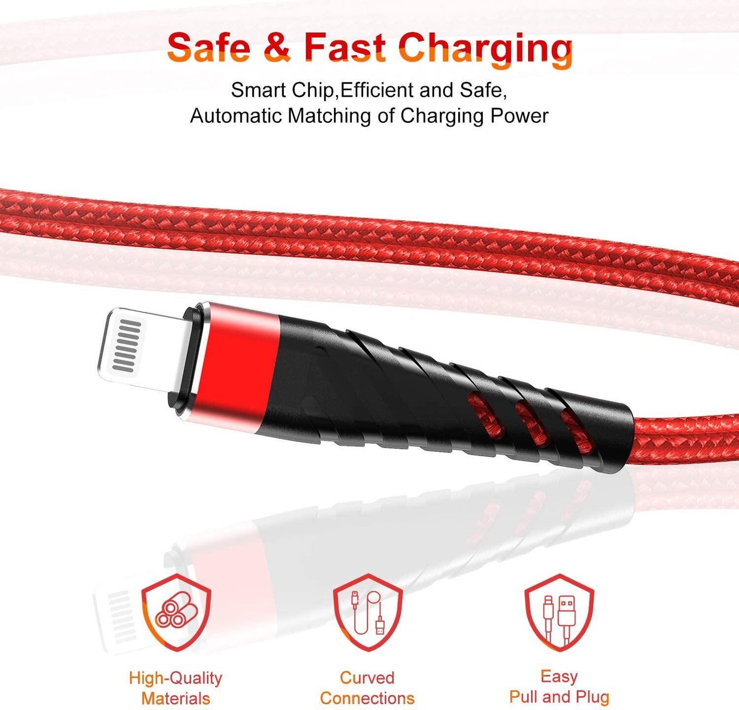 Braided Fast Charger Cable Heavy Duty USB Cord For iPhone 14 13 12 11 X XR 8 7 6