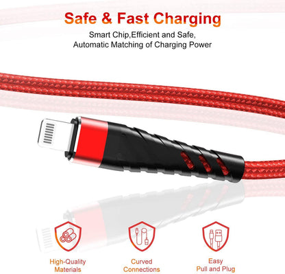 Braided Fast Charger Cable Heavy Duty USB Cord For iPhone 14 13 12 11 X XR 8 7 6