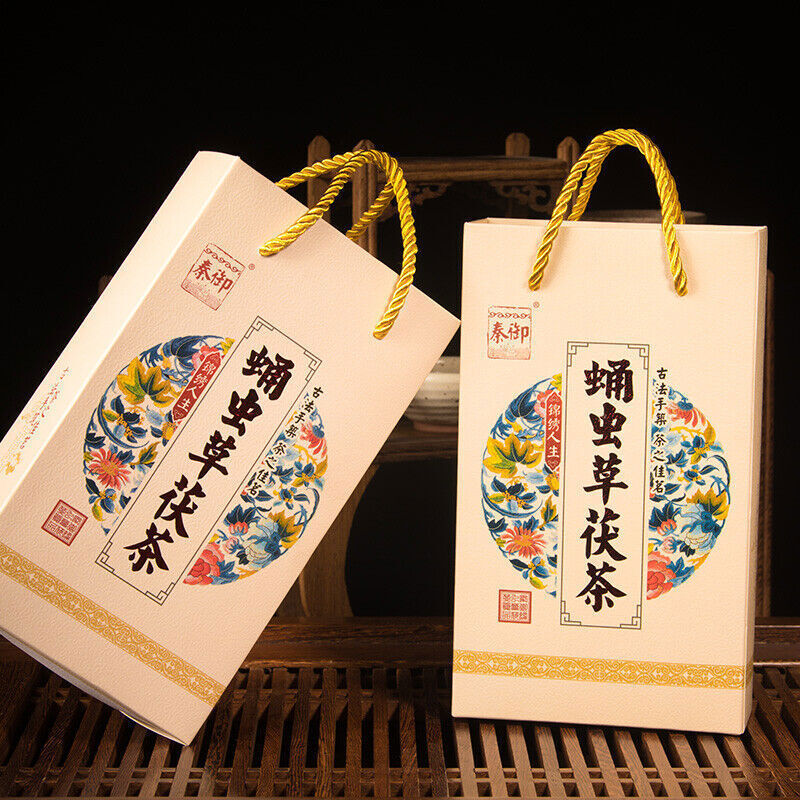 Dark Tea Brick Fu Tea China Tea Gift Fucha中国茶叶金花原叶黑茶 陕西特产泾阳茯茶 蛹虫草茯茶400g/pcs