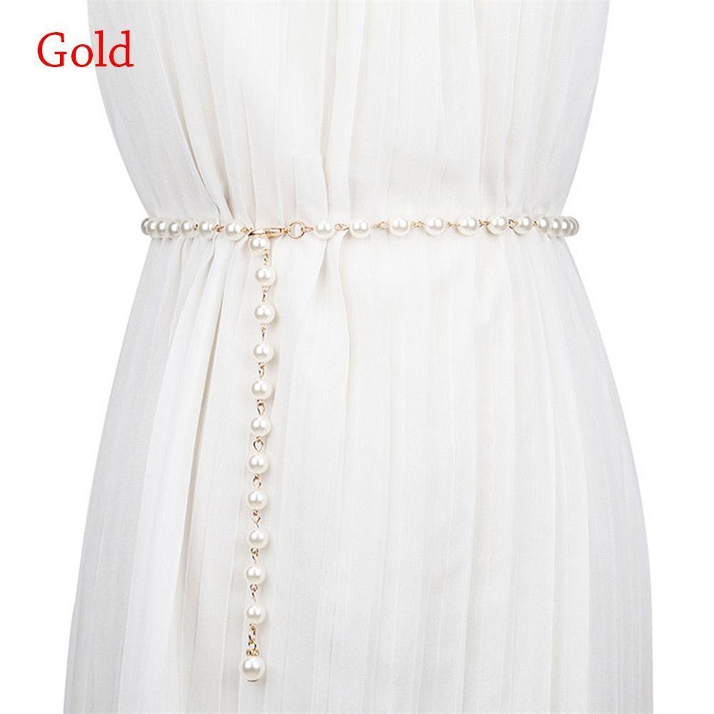Women Belts 100cm White Pearl Waistband Bohemian Fashion All-Match Waist Chains
