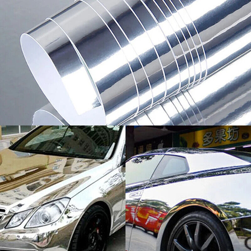 Car Sticker Decal Stretchable Mirror Silver Gold Chrome Flexible Vinyl Wrap Film