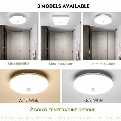 LED Ceiling Lights PIR Motion Sensor Smart Lighting AC85-265V 9W 13W 18W 24W 36W