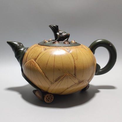Vintage Chinese Yixing Purple Clay Teapot Zisha Ceremony Nice Frog Lotus Teaware