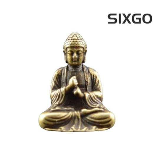 3.2cm Chinese Buddhism Brass Sakyamuni Buddha Statue Table Tea Pet Ornament