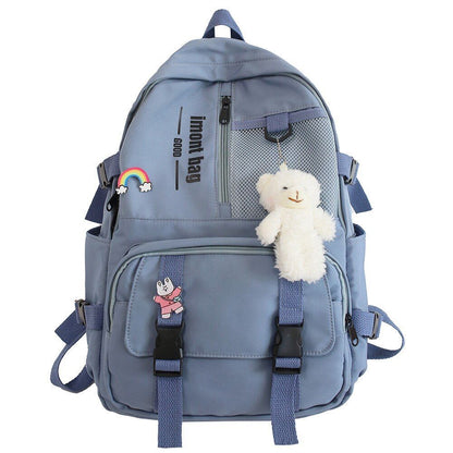 Blue Waterproof Backpack Nylon School Bag College Student Mesh 30*12*42CM Travel