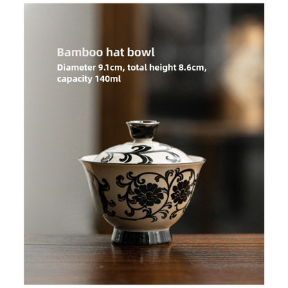 Vintage Green Grey Ceramic Gaiwan Tea Cup 140ml 4.8oz Chinese Kungfu Tea Set