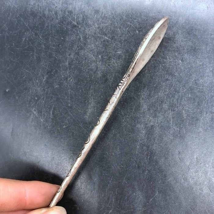 Vintage Silver Plated Copper Hairpin Floral Engraved Chinese Style