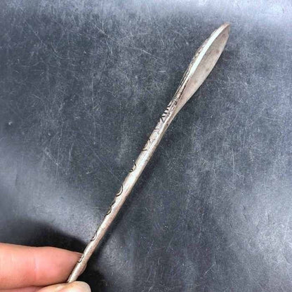 Vintage Silver Plated Copper Hairpin Floral Engraved Chinese Style