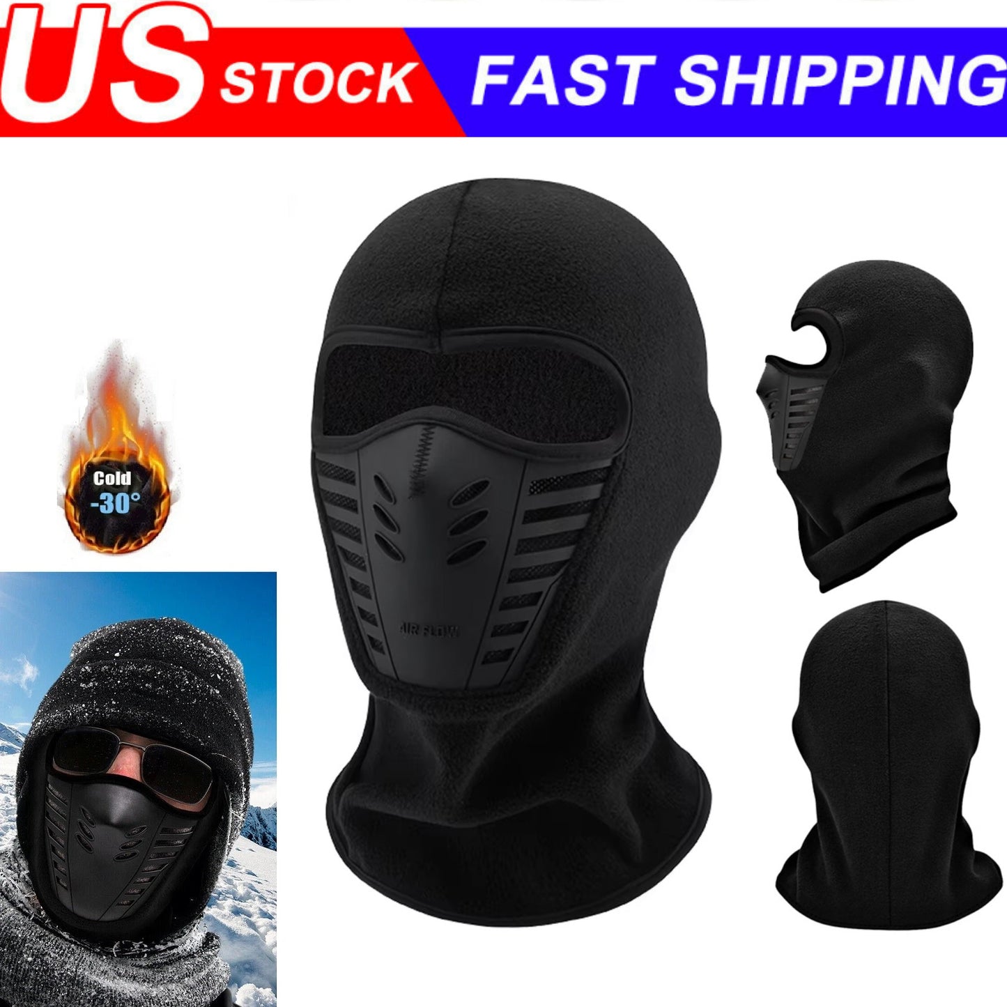 Winter Balaclava Full Face Mask Thick Fleece Thermal Windproof Ski Mask for Men