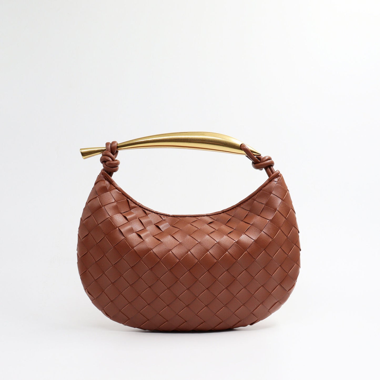 Woven Microfiber Leather Top Metal Handle Clutch Handbag Purse Tote Fashion Bag