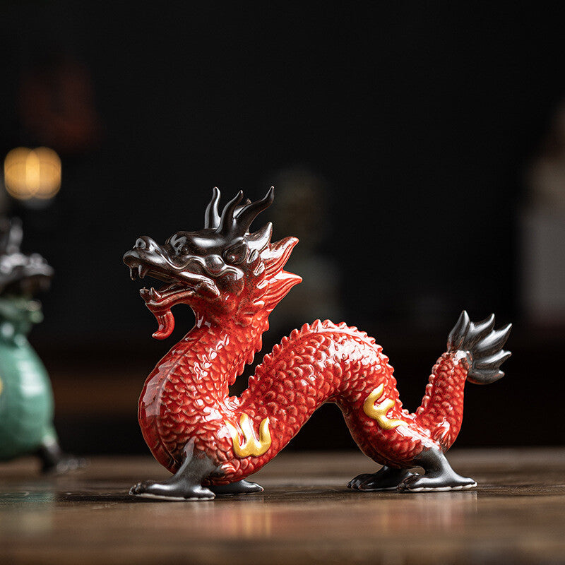 Porcelain Tea Pet Dragon Handmade Ornament Ceramic Mascot Chinese Tea Play New