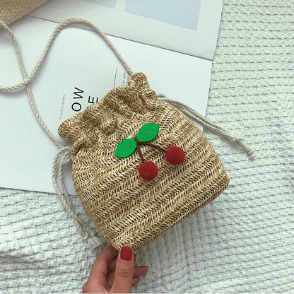 Shoulder Bags Women Drawstring Straw Bags Embroidery Bags Crossbody Handbags