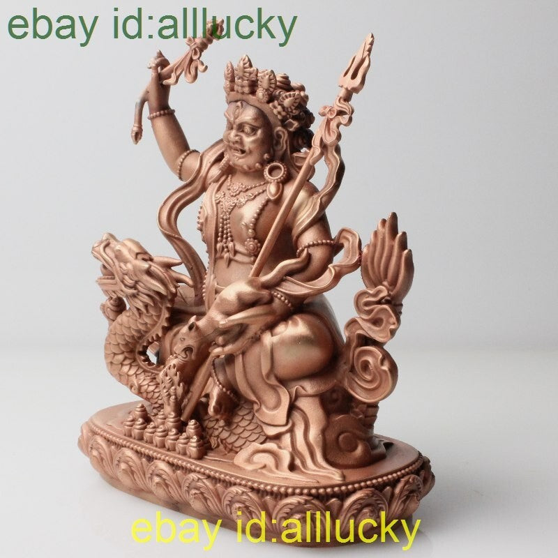 10cm Red Copper Carving Jambala Statue Tibet White God of Wealth Sculpture