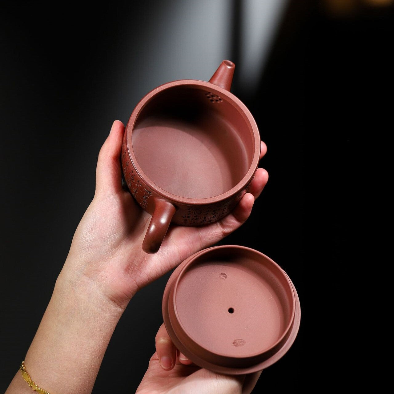 full handmade teapot Chinese character carved real yixing zisha master pot 200ml