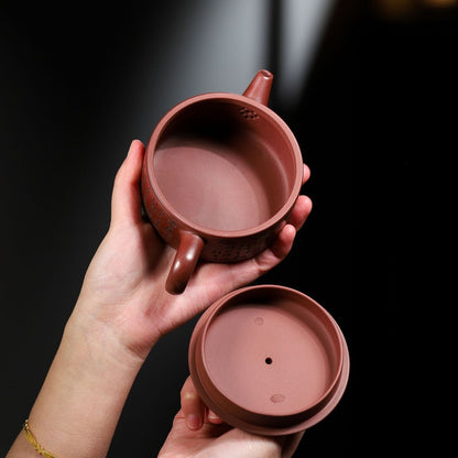 full handmade teapot Chinese character carved real yixing zisha master pot 200ml