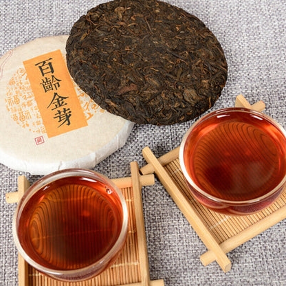 Cooked Tea Cake Bailing Golden Bud Cooked Cake 100g Yunnan Pu-Erh Tea-