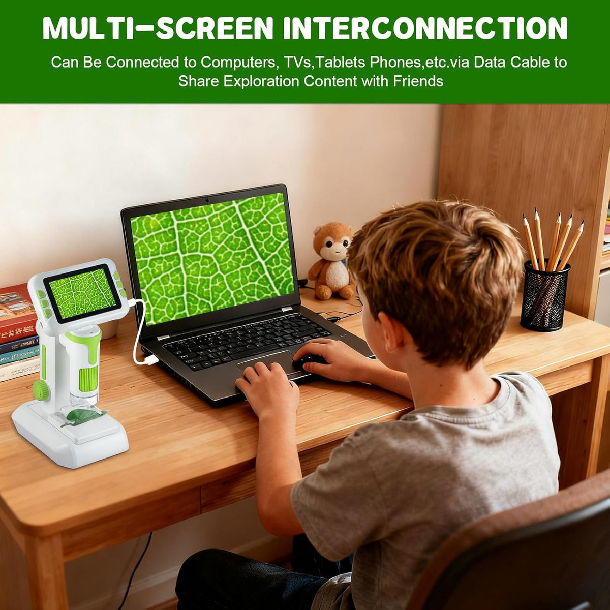 1600X Digital Microscope for Kids, Upgraded Portable Microscope with 4.0 Inch HD