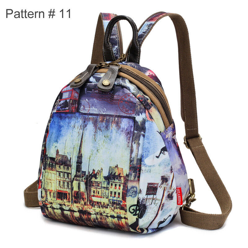 Convertible Floral Nylon Small Backpack Rucksack Sling Bag Chest Pack Purse