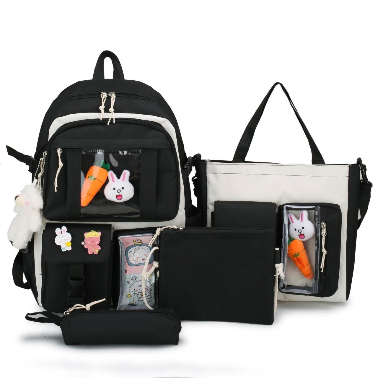 4 in 1 Piece Set Backpacks Waterproof Canvas Schoolbag Fashion School Students