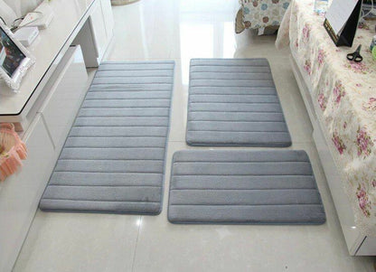 3Pcs/Set Memory Foam Bath Mat Modern Floor Anti-Slip Bathroom Rug Kitchen Carpet