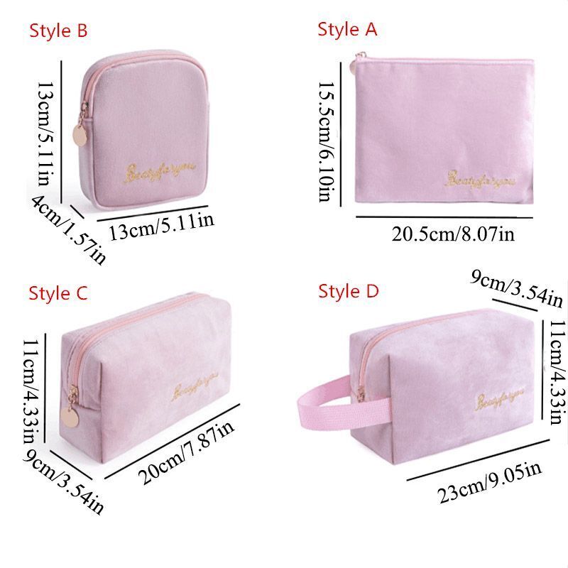 Cosmetic Bag Soft Velvet Make Up Storage Toiletry Package Travel Organizer Pouch