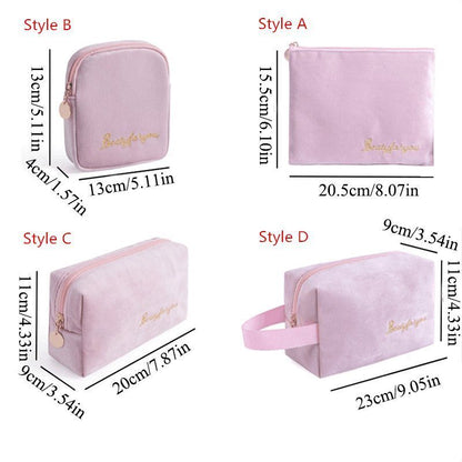 Cosmetic Bag Soft Velvet Make Up Storage Toiletry Package Travel Organizer Pouch