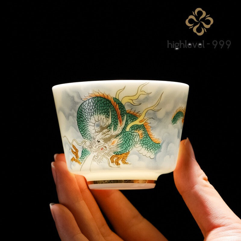 150ml Jade Porcelain Kung Fu Tea Cup Creative Pattern Dragon Tiger Teacups