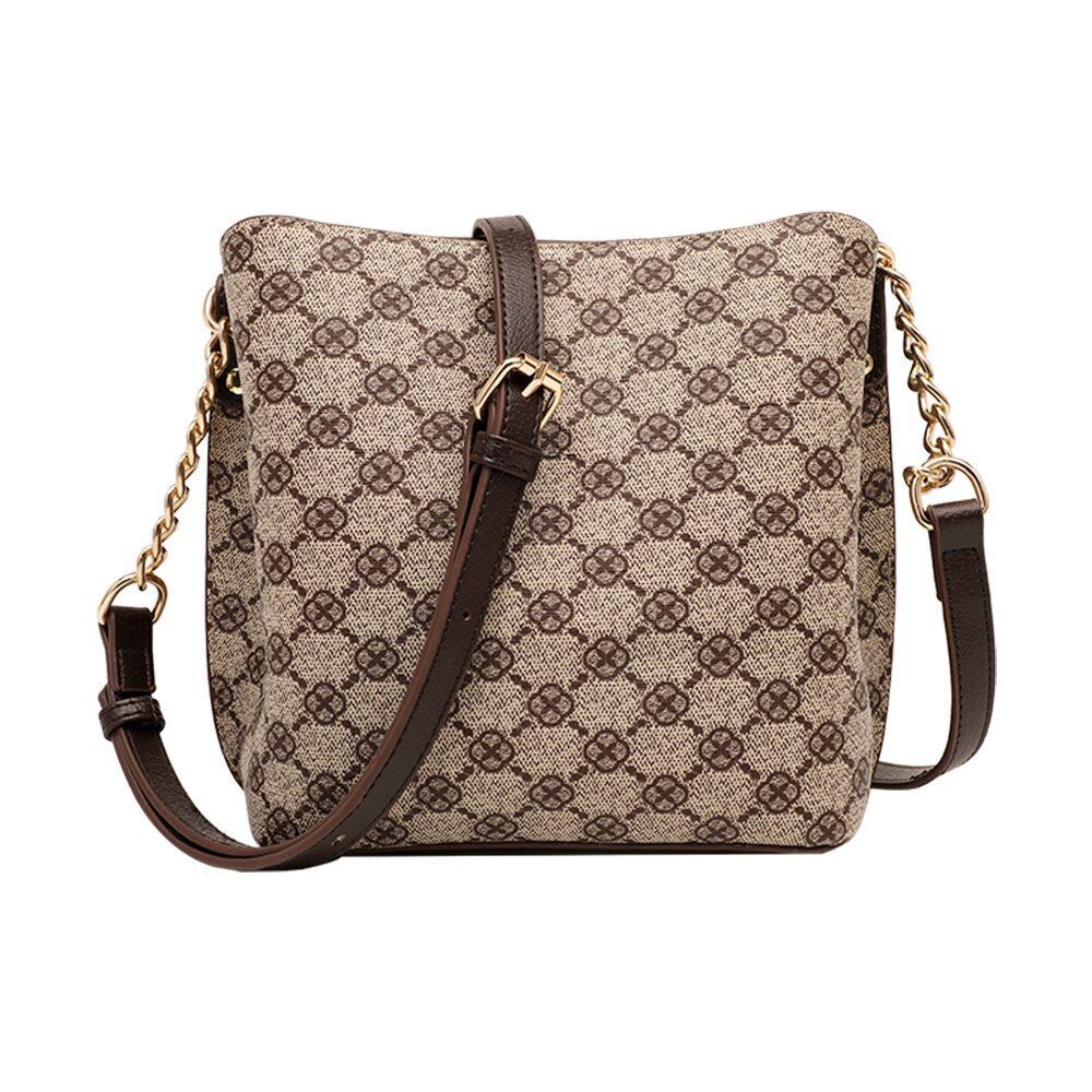 Shoulder Bag Crossbody Chain Strap Plaid Leather Vintage Handbags 19*20*11.5 CM