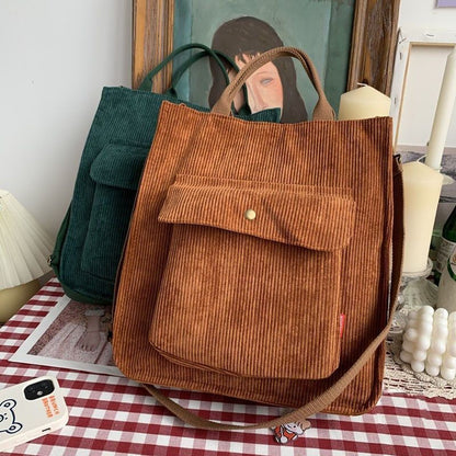 Shoulder Bag Women Vintage Shopping Bags Zipper Bookbag Handbags Casual Pockets