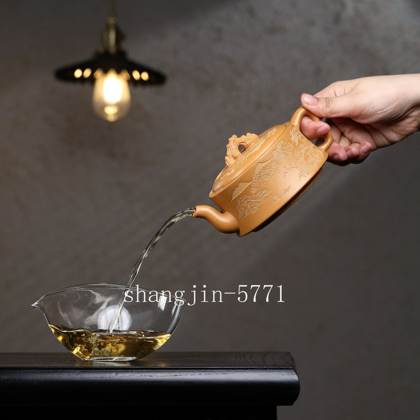 True Yixing Zisha Duan Clay Tea Pot HanWa Pot 7 Infuser Holes Carved Kungfu Pots