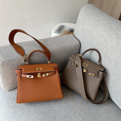 25/28cm Real Leather Flap Tote Shoulder bag Handbag Purse Fashion Briefcase