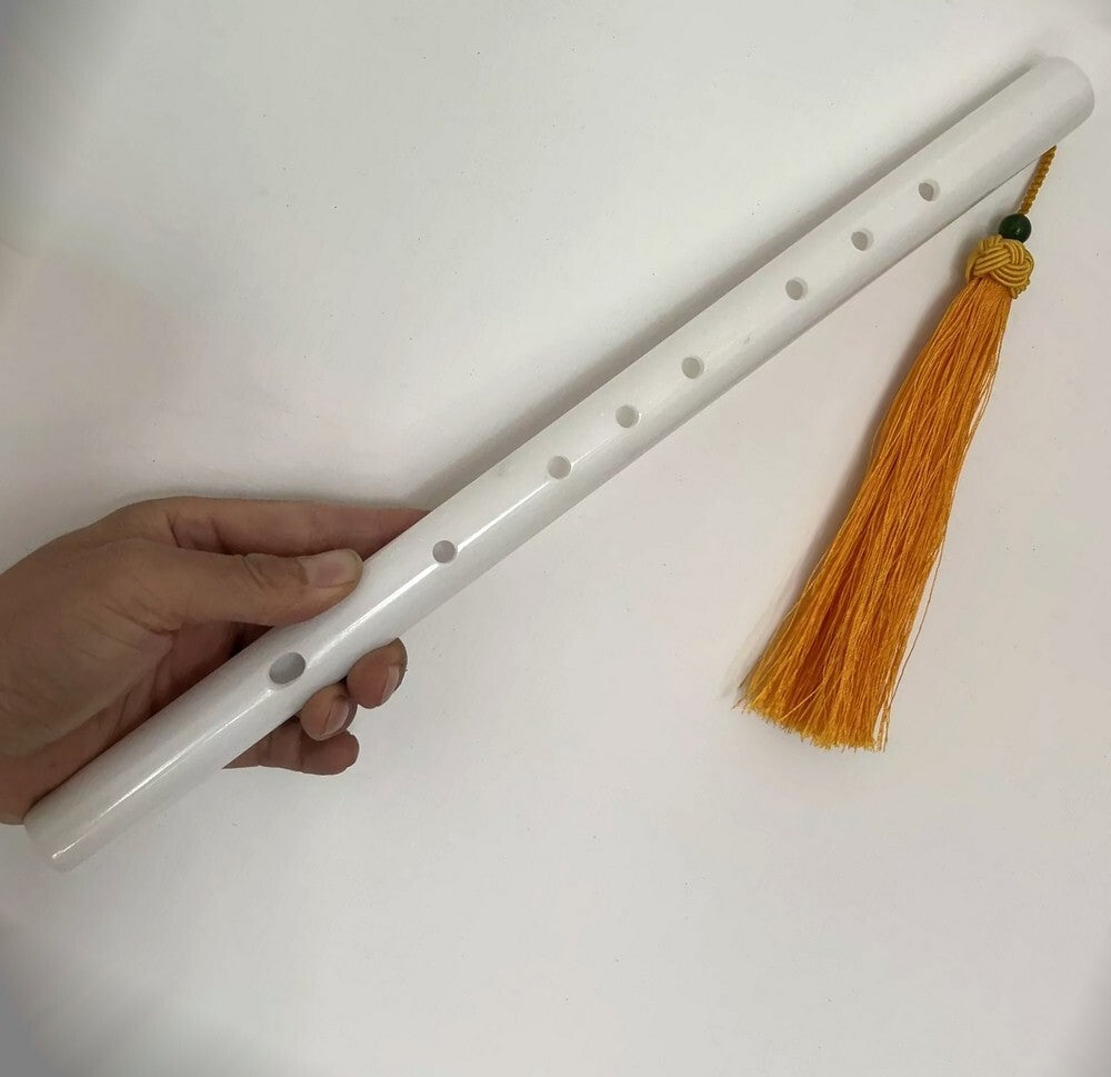 Chinese Whtie Jade Stone Flute Dizi Music Flauta Traditional Musical Instrument