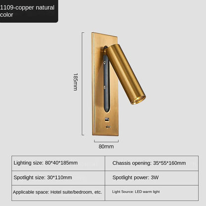 Wall Lamp Aluminum USB Charging Interior Decoration Bedroom Bedside Study Lights