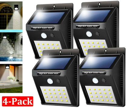 4 Luz LED Solar Para Exterior Con Sensor De Movimiento Jardin Patio Casa Lampara