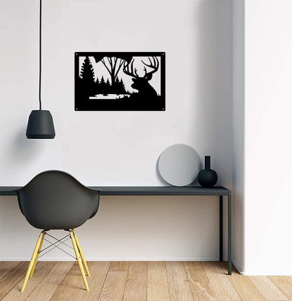 Wildlife Deer Wall Art - Lone Buck - Size 13.8" x 9" Metal Wall Art