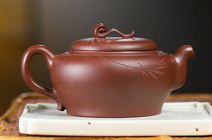 5.5" Chinese Yixing Zisha Pottery Purple Clay 270cc Handmade Ruyi Kung Fu Teapot