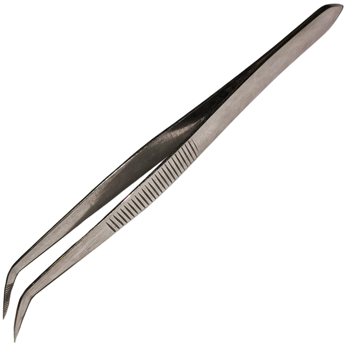4½" Curved Tweezers with Fine Serrated Points, Stainless Steel