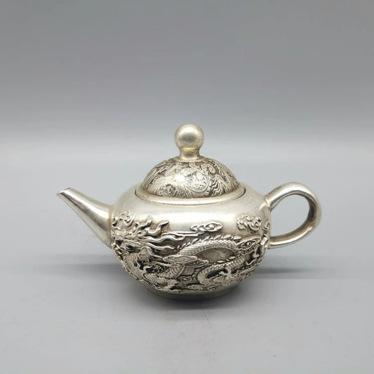 Chinese Antique Copper Teapot Ornaments Dragon and Phoenix Brass Collection