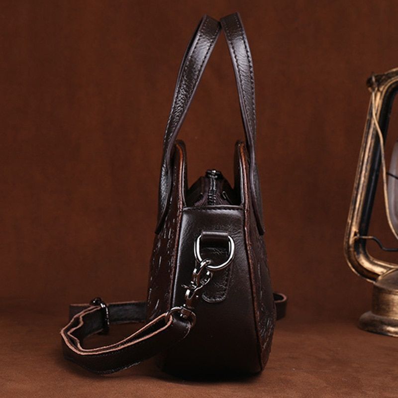 Genuine Leather Handbag Crossbody Messenger Tote Bags Retro Small Shoulder Purse