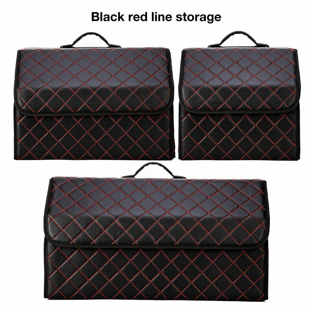 Car Trunk Storage Organizer Bag PU Leather Box Folding Stowing Tidying SUV Broad