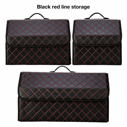 Car Trunk Storage Organizer Bag PU Leather Box Folding Stowing Tidying SUV Broad