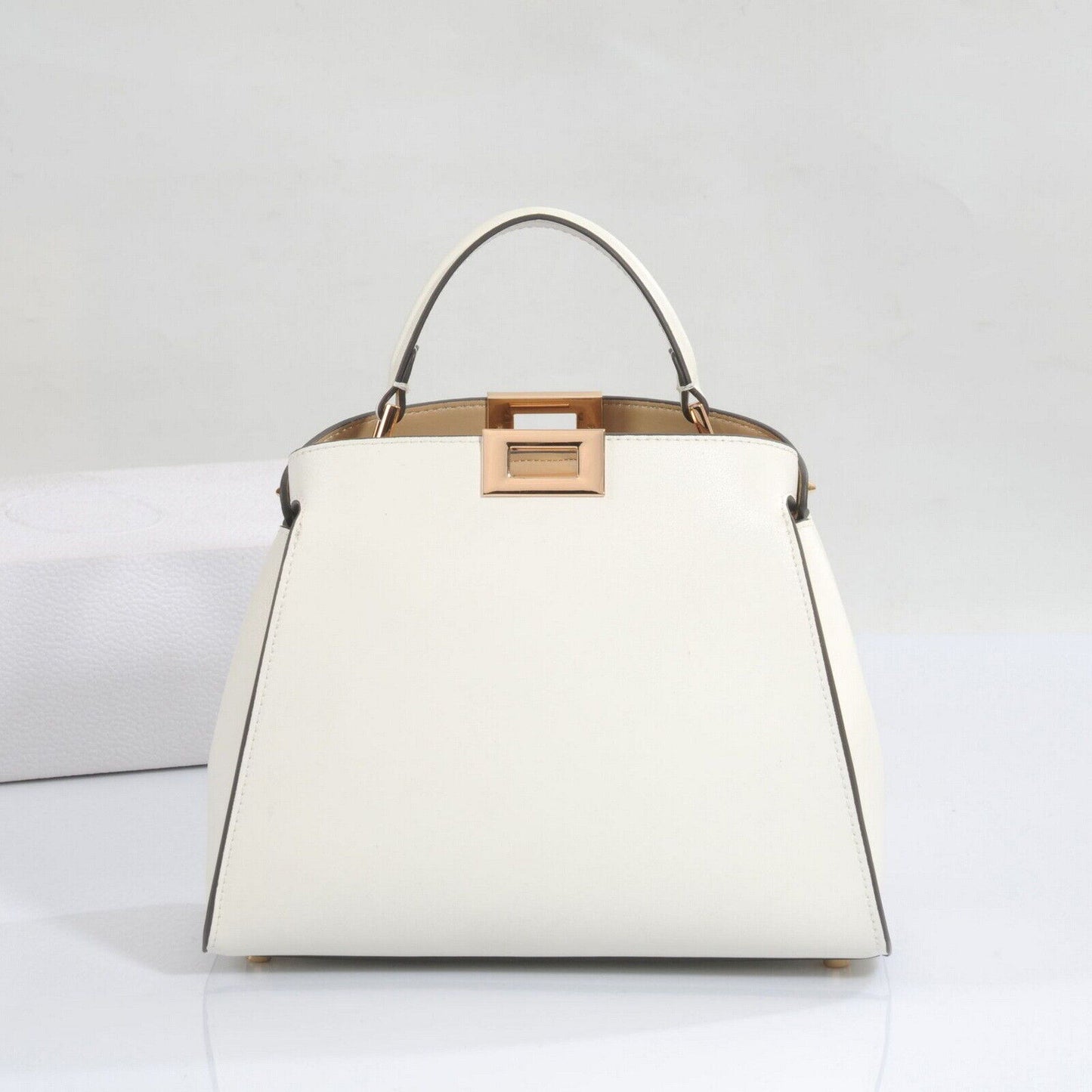 28/32cm Trapezoid Real Leather Tote Handbag Purse Fashion Shoulder Bag Briefcase