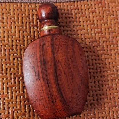 Red Sandalwood Snuff Bottle 7.2cm Retro Wood Art Collectible Hand Piece Decor