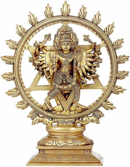 Hindu God Brass Lord Vishnu As Sudarshan & Narsimha Other Side Idol Figurines