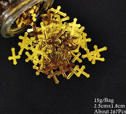 Confetti 15g Church Wedding Golden Pigeon Sequin Cross Bible Table Scatter Decor
