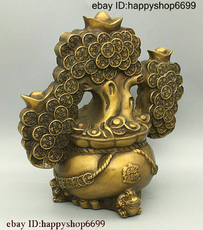 Collect China Bronze Fengshui Yuanbao Money Tree Shake Money Tree Wealth Statue